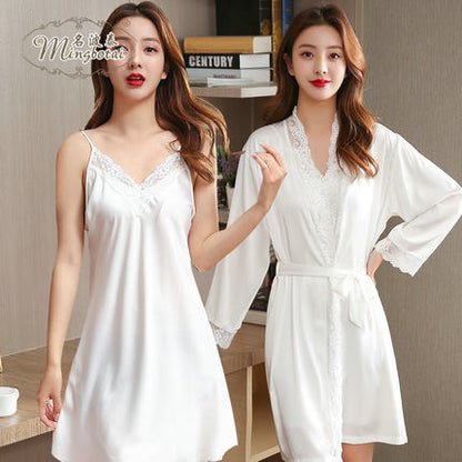 Importe - Ensemble Pyjamas Nuisette Femme2 Pièces Manche Longue En Dentelle