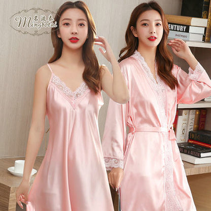Importe - Ensemble Pyjamas Nuisette Femme2 Pièces Manche Longue En Dentelle