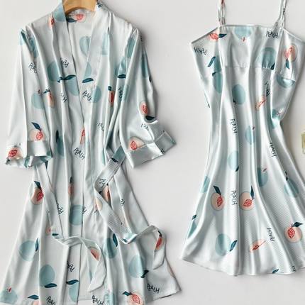 Importe - Ensemble Pyjamas Nuisette Femme Slim 2 Pièces Manche Longue Avec Col V En Soie