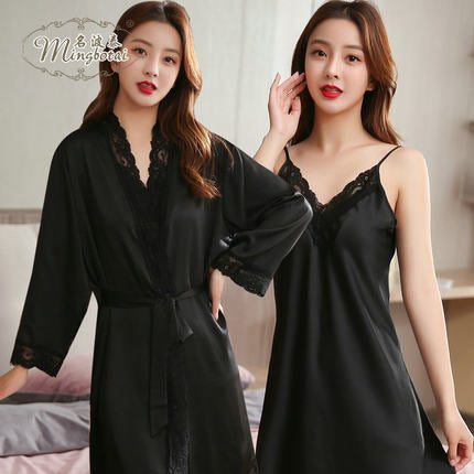 Importe - Ensemble Pyjamas Nuisette Femme2 Pièces Manche Longue En Dentelle