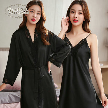 Importe - Ensemble Pyjamas Nuisette Femme2 Pièces Manche Longue En Dentelle