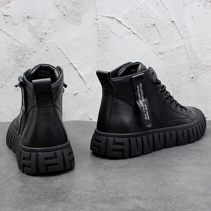 Importé - Chaussure Cuir Homme Basket Montante Décontractée