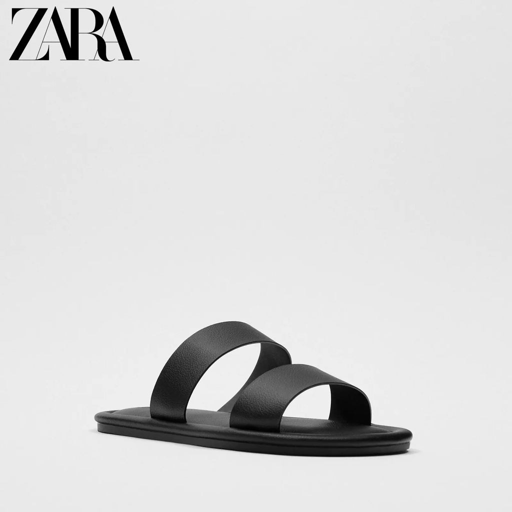 Importé - ZARA NEW - Sandales Homme A Lanières Bout Ouvert En Cuir Pu
