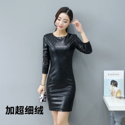 Importé - Robe Slim Sexy Femme En Cuir PU  Avec Fermeture Eclair Au Dos