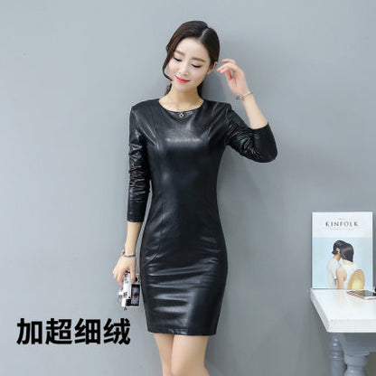 Importé - Robe Slim Sexy Femme En Cuir PU  Avec Fermeture Eclair Au Dos