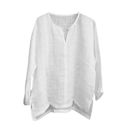 Importé - Chemise Homme Manches Longues 100% Lin Col V