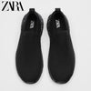 Importé - ZARA NEW - Chaussure Homme Tennis Sans Lacets En Maille Confortable - Noir