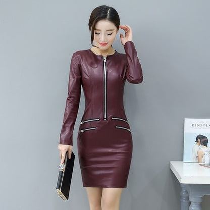 Importé -  Robe Slim Femme Sexy En Cuir PU