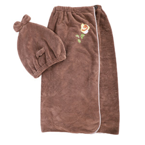 Importé - Bonnet + Serviette de bain Luxe grande taille - 140x70cm