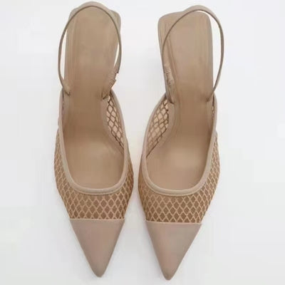 Importé - ZARA NEW - Chaussure Sandales Femme À Talons En Maille - Abricot