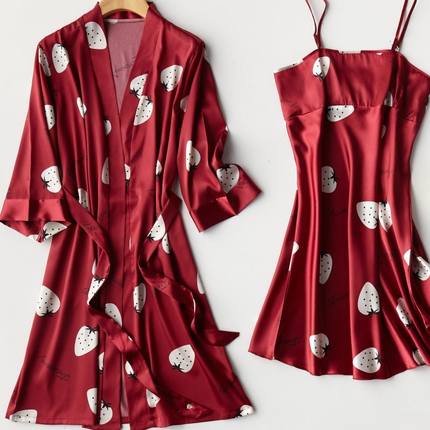 Importe - Ensemble Pyjamas Nuisette Femme Slim 2 Pièces Manche Longue Avec Col V En Soie