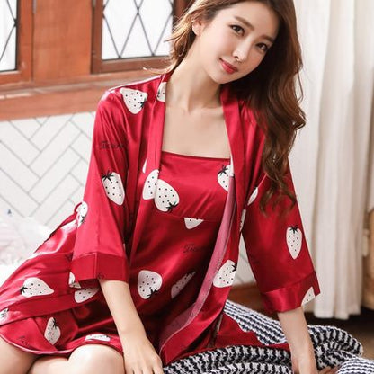 Importe - Ensemble Pyjamas Nuisette Femme2 Pièces Manche Longue  Sexy En Soie