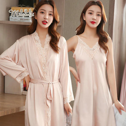Importe - Ensemble Pyjamas Nuisette Femme2 Pièces Manche Longue En Dentelle
