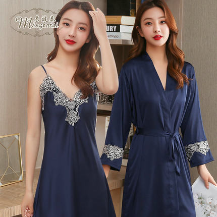 Importe - Ensemble Pyjamas Nuisette Femme2 Pièces Manche Longue En Dentelle