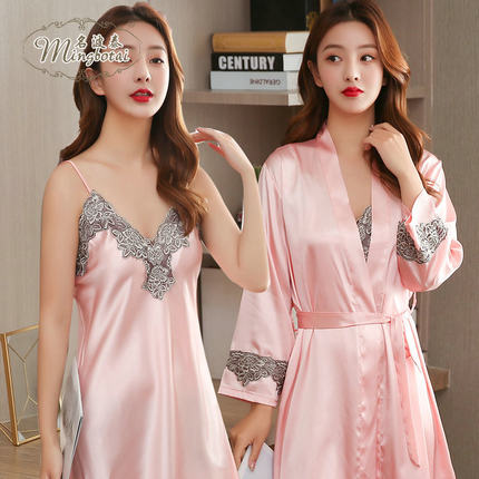 Importe - Ensemble Pyjamas Nuisette Femme2 Pièces Manche Longue En Dentelle