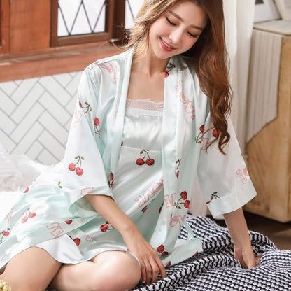 Importe - Ensemble Pyjamas Nuisette Femme2 Pièces Manche Longue  Sexy En Soie