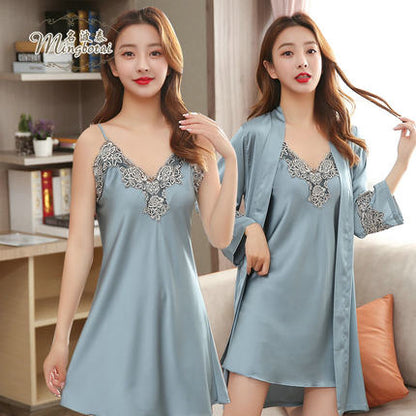 Importe - Ensemble Pyjamas Nuisette Femme2 Pièces Manche Longue En Dentelle
