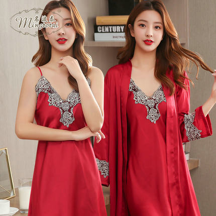 Importe - Ensemble Pyjamas Nuisette Femme2 Pièces Manche Longue En Dentelle