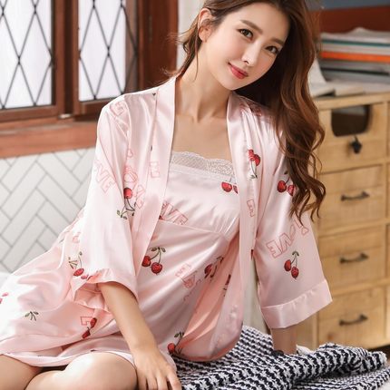 Importe - Ensemble Pyjamas Nuisette Femme2 Pièces Manche Longue  Sexy En Soie