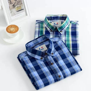 Importé - Chemise Homme Pur Coton Carreaux Manches Longues