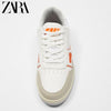 Importé  - ZARA NEW - Chaussure Homme Sport Baskets  Style Rétro - Blanc-Orange