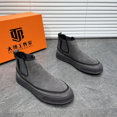Importé - Chaussure Homme Montantes Style Bottines A Gaine En Cuir