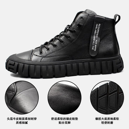 Importé - Chaussure Cuir Homme Basket Montante Décontractée