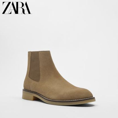 Importé - ZARA NEW - Chaussure Homme Décontractée Montantes Boot A Gaine En Daime - Marron
