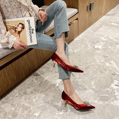 Talon Confortable Chaussures Femme Haut Talon Escarpin Chaussures Femme Mi Saison 2019 Importé Sandale Escarpin