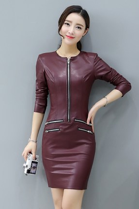 Importé -  Robe Slim Femme Sexy En Cuir PU