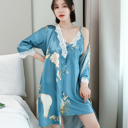 Importe - Ensemble Pyjamas Nuisette Femme2 Pièces Manche Longue En Dentelle