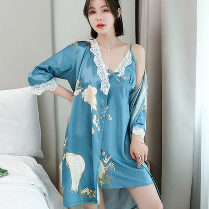 Importe - Ensemble Pyjamas Nuisette Femme2 Pièces Manche Longue En Dentelle