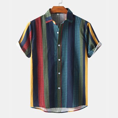 Importé - Chemise Homme  Décontracté A Rayures Manches Courtes