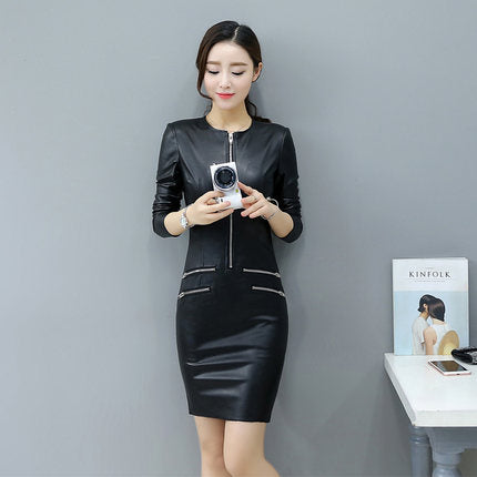 Importé -  Robe Slim Femme Sexy En Cuir PU
