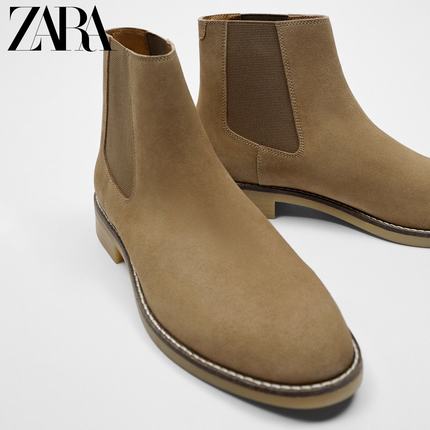 Importé - ZARA NEW - Chaussure Homme Décontractée Montantes Boot A Gaine En Daime - Marron