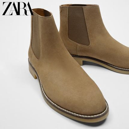 Importé - ZARA NEW - Chaussure Homme Décontractée Montantes Boot A Gaine En Daime - Marron