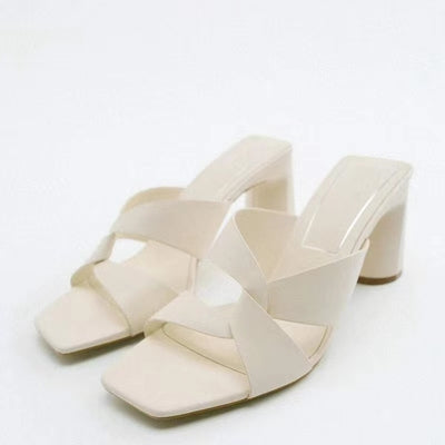 Importé - ZARA NEW - Chaussure Sandales Femme À Gros Talons Bout Ouvert