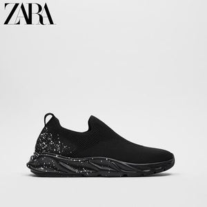 Importé - ZARA NEW - Chaussure Homme Tennis Sans Lacets En Maille Confortable - Noir