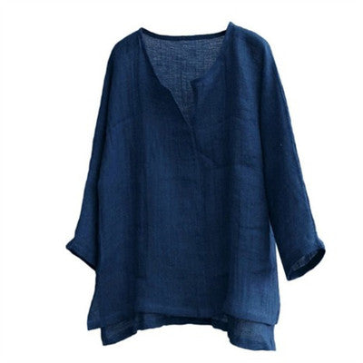 Importé - Chemise Homme Manches Longues 100% Lin Col V