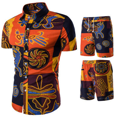 Importé - Chemise + Short Homme Décontracté Manche Court Manches Courtes