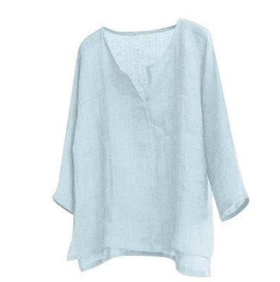 Importé - Chemise Homme Manches Longues 100% Lin Col V