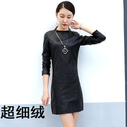Importé - Robe Sexy Femme En Cuir PU A Col Rond