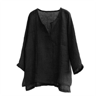 Importé - Chemise Homme Manches Longues 100% Lin Col V