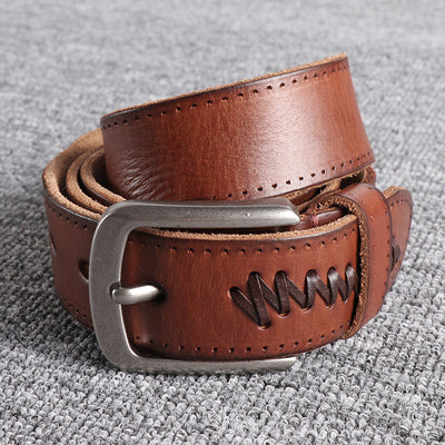 Importé - Ceinture Cuir Véritable Homme Rétro Boucle Ardillon