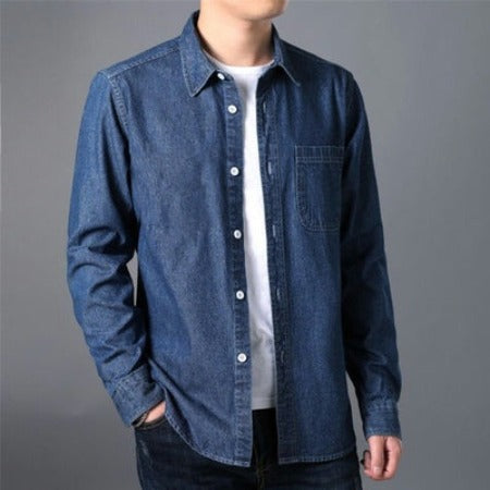 Importé - Chemise Jean Slim Homme A Manche Longue En Coton