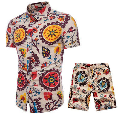 Importé - Chemise + Short Homme Décontracté Manche Court Manches Courtes
