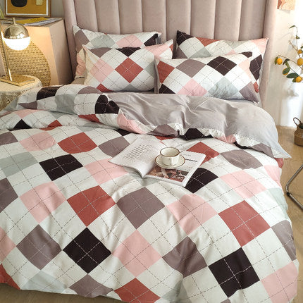 Importé - Ensemble Drap De Lit 4 Pièces + Housse de Couette 100% Coton