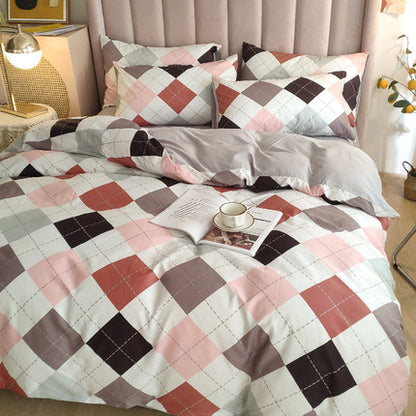 Importé - Ensemble Drap De Lit 4 Pièces + Housse de Couette 100% Coton