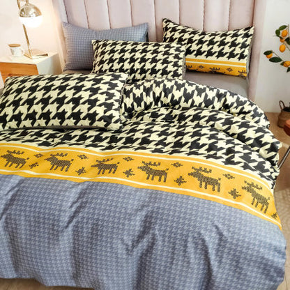 Importé - Ensemble Drap De Lit 4 Pièces + Housse de Couette 100% Coton