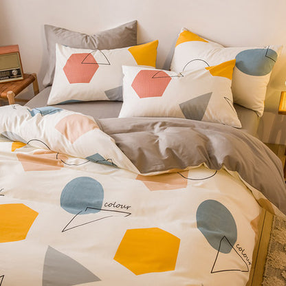 Importé - Ensemble Drap De Lit 4 Pièces + Housse de Couette 100% Coton